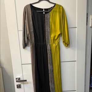 BCBGMaxAzria Brown and Gray Sheath Dress with Dolman Sleeves